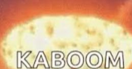 Nuclear explosion with a dramatic mushroom cloud and the text "KABOOM" emphasizing the immense power of a nuclear kaboom.
