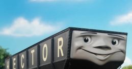 Hector the Horrid Hopper, a cheerful freight truck from Thomas & Friends, surrounded by lush greenery and tracks.