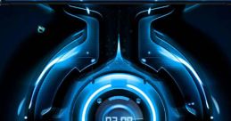 Futuristic computer dashboard displaying CPU, RAM, and network usage with digital blue design elements and data metrics.