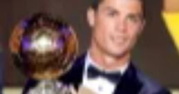 Cristiano Ronaldo proudly holds a prestigious trophy while wearing a stylish suit at a celebratory event.