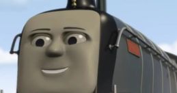 Spencer the Express Engine, a character from HOTR, emits steam, showcasing his sleek design and cheerful demeanor.