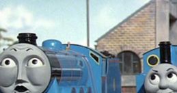 Gordon and Thomas from "Thomas and Friends Clean" chatting on the tracks, showcasing friendship and adventure in Sodor.