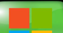 Colorful square logo on a vibrant green background, reminiscent of Windows 9811 startup screen aesthetics.