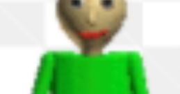 Baldi character with a green shirt and blue pants, featured in the popular educational survival game "Baldi's Basics.