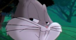 Bugs Bunny displaying a cheeky smile, perfect for bedtime cuddles and hugs in a cozy animated scene.