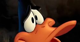 Daffy Duck looks concerned in a cozy setting, perfect for bedtime cuddles and hugs. Ideal for animated character fans.