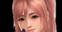Honoka from DOA playfully gestures with a finger to her lips, showcasing her charming and playful character design.