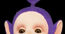 Tinky Winky from Teletubbies, expressing excitement with hands covering mouth, perfect for "It’s Time To Wear Your Boots.