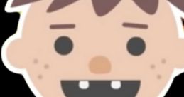 Cartoon boy with brown hair and a big smile, wearing a white and orange shirt, representing fun family moments.
