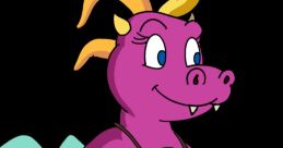 Cassie's Mother from PBS's Dragon Tales, a friendly purple dragon with a bright smile and signature necklace.