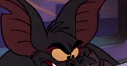 Fidget from Disney's The Great Mouse Detective grins mischievously, showcasing his bat-like features and cape.