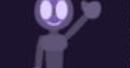 Stylized purple character waving, representing B-chop84 (Formal) in a minimalistic design on a dark background.