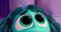 Envy character from Inside Out expressing emotions, showcasing vibrant colors and playful personality traits in a whimsical setting.