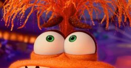 Anxiety character from Inside Out with wild hair, expressive eyes, and colorful emotional control buttons.