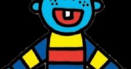 Happy blue character from ToddWorld, wearing colorful striped shirt and red pants, embodying fun and creativity.