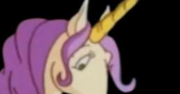 Eunice from Dragon Tales, a gentle unicorn with a purple mane, showcasing her enchanting side.
