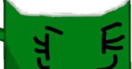 Cheerful green cup with milk expressing emotions, representing BFPAT's playful character design and vibrant animation style.