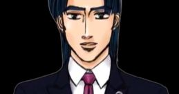 Akiyama Wataru, voiced by Tomoya Kanzaki, poses confidently in a dark suit with crossed arms and a serious expression.