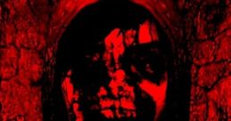 Eerie figure in dark attire, painted in red hues, expressing a haunting and unsettling atmosphere. Creates a chilling effect.