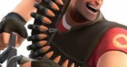 Heavy from Team Fortress 2, showcasing his iconic minigun and fierce expression, ready for battle with ammo belts.