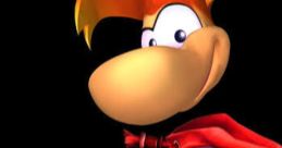 Rayman, the iconic character from Rayman 2, showcases his vibrant design and playful demeanor against a black background.