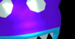 Vibrant purple creature with sharp teeth and a playful expression, embodying the fun and humor of Sussy Alarm characters.