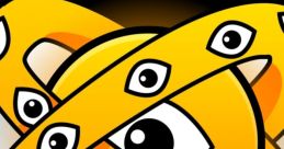 Abstract design featuring an eye within swirling yellow bands, against a dark background, evoking curiosity and intrigue.