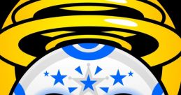 Colorful whimsical character with blue accents, stars, and yellow spiral elements, evoking a sense of imagination and wonder.