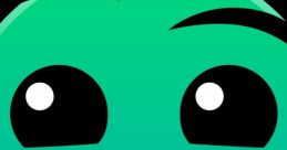 Smiling teal character with striking eyes, capturing the fun spirit of "Let's Get Some Action!" in a playful design.