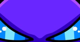Angry purple character with sharp teeth and intense eyes, set against a black background. Ideal for stormy scenarios.