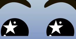 Cheerful cartoon face with starry eyes and a wide grin, embodying a playful winter theme of ice in the snow.