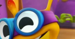 Tack from Kate & Mim-Mim smiles playfully, showcasing his vibrant personality and signature glasses in the whimsical world.