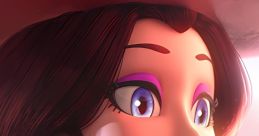 Stylish portrait of Pauline from the Super Mario series, showcasing her vibrant makeup and elegant hat.