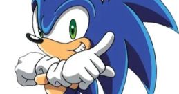 Sonic the Hedgehog strikes a confident pose, showcasing his iconic blue spikes and vibrant green eyes in Sonic X.