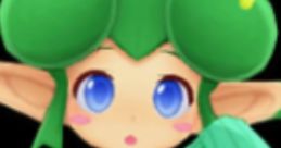 Cute Lidelle from Puyo Puyo Chronicle JP, showcasing her vibrant green outfit and expressive blue eyes.