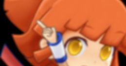 Arle from Puyo Puyo Chronicle JP strikes a playful pose, showcasing her signature blue and white outfit with bright red hair.