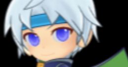 Chibi Schezo from Puyo Puyo Chronicle JP, wielding a sword with a confident pose and vibrant blue eyes.