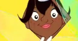 Cheerful animated character Opal from "Pearlie" in vibrant outfit, dancing against a colorful background.