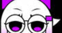 Nila (Sprunki) character with a large purple bow and glasses, featuring pink-tinted hair on a black background.