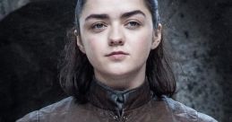 Arya Stark stands confidently in her leather armor, ready for adventure, with swords at her side and a determined expression.