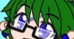 Cheerful character with green hair and glasses, dressed in blue, expressing excitement and positivity. Perfect for Aaronson fans!