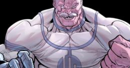 Muscular villain character with a cybernetic arm, dressed in a white outfit, exuding strength and intensity, embodies the theme of conquest.