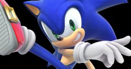 Sonic from Super Smash Bros Ultimate, striking a dynamic pose with iconic red shoes and cheerful expression.