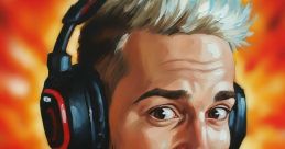 Energetic portrait of a gamer with headphones, showcasing charisma and style, perfect for Tiagovski's brand image.