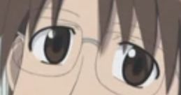 Yomi from Azumanga Daioh looks thoughtful with glasses, embodying her character's intelligence and humor.
