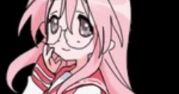 Miyuki from Lucky Star No Mori, featuring her signature pink hair and stylish school uniform, smiling cheerfully.