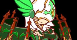 Hartmann from Puyo Puyo Champions, showcasing a vibrant green costume with striking winged headgear and elegant armor details.