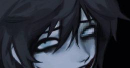 Sinister portrayal of Jeff the Killer grinning with a bloody knife, embodying horror and suspense in a dark atmosphere.