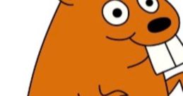 A cheerful cartoon beaver character with large front teeth and orange fur, embodying the essence of the "Beaver Boy" theme.