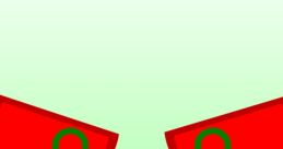Green and red abstract design featuring striking eyes, evoking a playful yet mischievous vibe for chocolate factory themes.